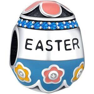Easter Egg Silver Charms for Pandora Bracelets and Necklace